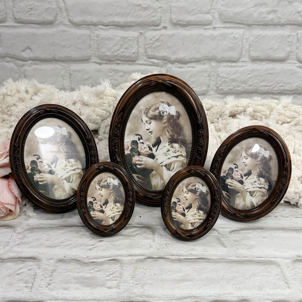Vtg Victorian Style Ornate Faux Wood Picture Frames Set Of 5 Matching Frames NEW